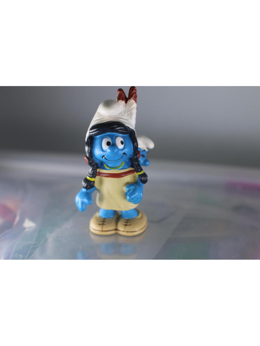 Smurfs 20555 Native American Smurfette w/ Papoose Figure Smurf PVC Indian Baby